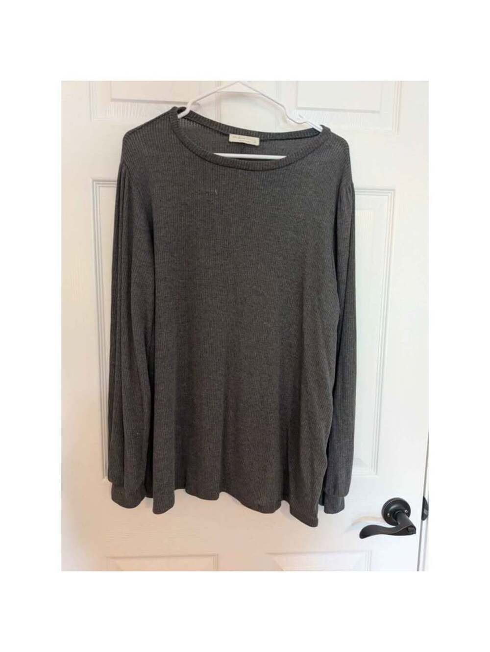 Perfect Peach Plus Size 3X Gray Ribbed Knit Long Sleeve Tunic Top